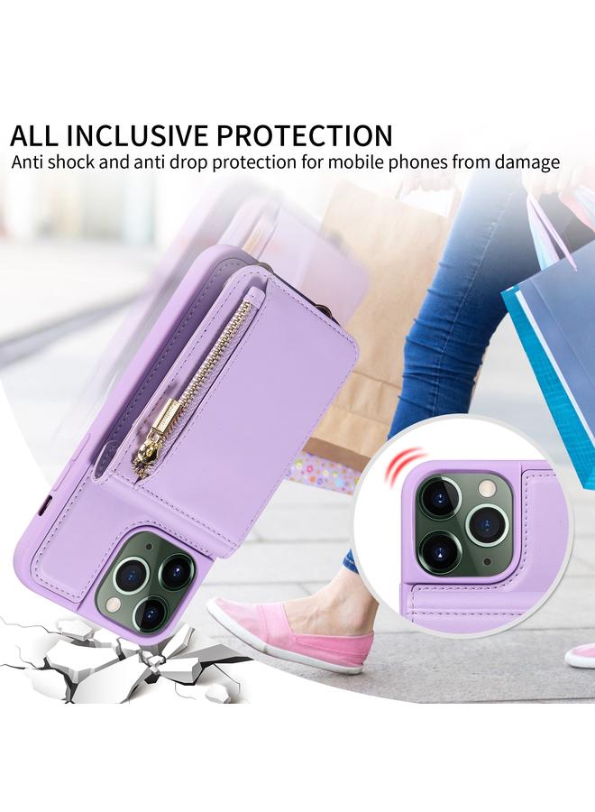 زبون جراب هاتف iPhone 11 Pro Max Crossbody مزود بحبل وسحاب ومحفظة جلدية - Image 5