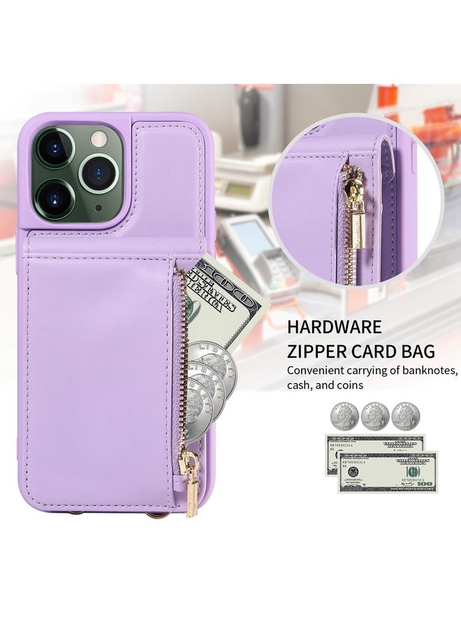 زبون جراب هاتف iPhone 11 Pro Max Crossbody مزود بحبل وسحاب ومحفظة جلدية - Image 3