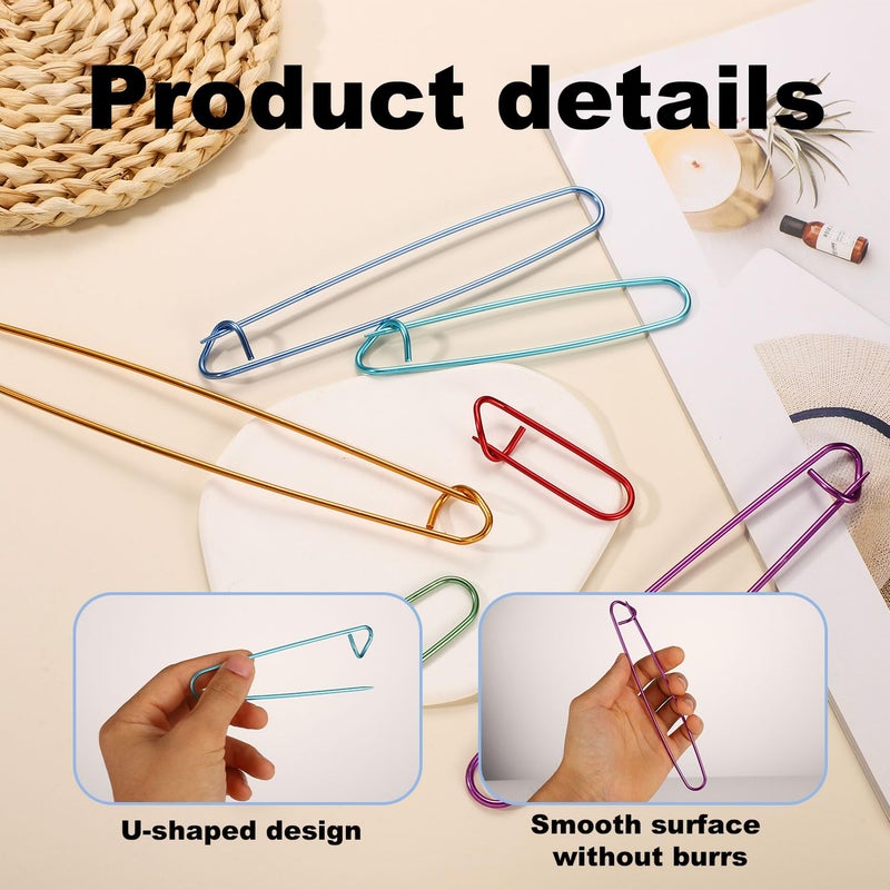 lasuroa 12pcs Knitting Stitch Holders, Handy Yarn Stitch Holder Versatile Crochet Hook Practical Cable Needle Colorful Crochet Holders for Quilting Sewing Knitting (6 Sizes) - Image 3