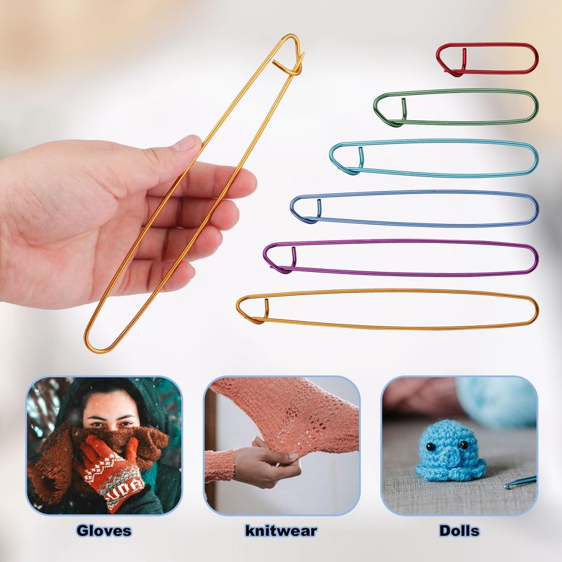 lasuroa 12pcs Knitting Stitch Holders, Handy Yarn Stitch Holder Versatile Crochet Hook Practical Cable Needle Colorful Crochet Holders for Quilting Sewing Knitting (6 Sizes) - Image 5