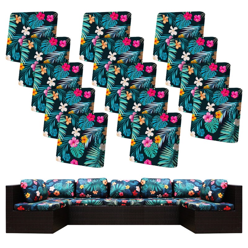 BIETYONE 14Pcs Stretch Patio Cushion CoversOutdoor Couch Covers ReplacementOutdoor Couch Sofa Slipcoversfor Patio Furniture Cushion CoversWashable Reusable Furniture Protector Summer Night Cover Only - Image 2