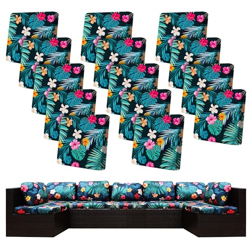 BIETYONE 14Pcs Stretch Patio Cushion CoversOutdoor Couch Covers ReplacementOutdoor Couch Sofa Slipcoversfor Patio Furniture Cushion CoversWashable Reusable Furniture Protector Summer Night Cover Only - Image 1