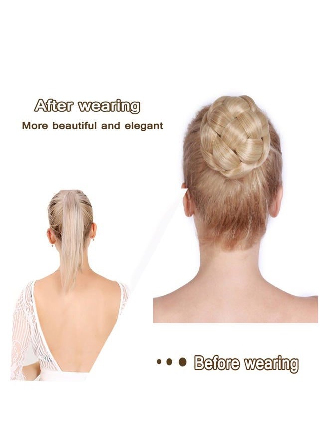 Funyn Synthetic Hair Chignon Scrunchie Natural Grey Hair Braided Bun Donut Hairpieces Clip in Hair Bun Extensions Updo Space Bun for Women Beauty (#Gray) - Image 5
