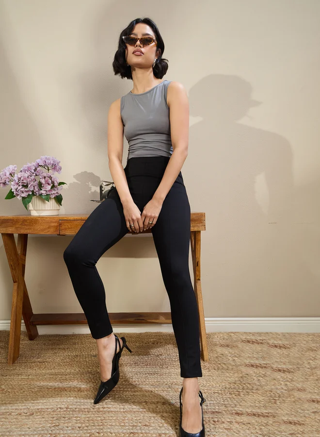SASSAFRAS Sassafras Women Black High Rise Skinny Pants