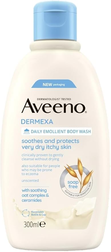 Aveeno Dermexa Daily Emollient Body Wash Gently cleanses and Soothes For Very Dry Itchy Also Eczema Prone Skin 300 mlPackaging may vary - Image 1