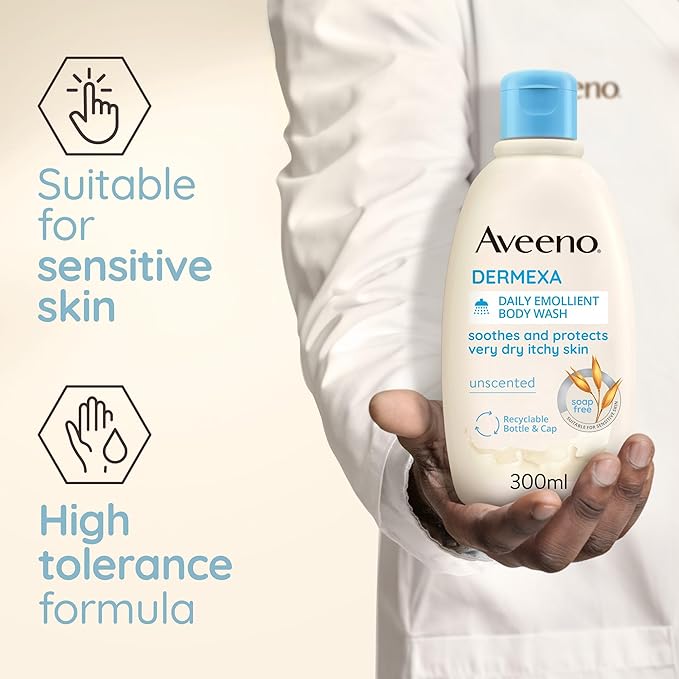 Aveeno Dermexa Daily Emollient Body Wash Gently cleanses and Soothes For Very Dry Itchy Also Eczema Prone Skin 300 mlPackaging may vary - Image 4