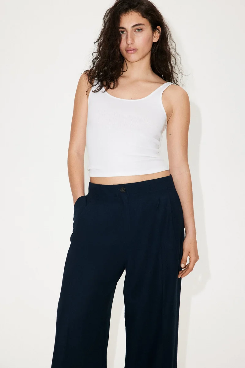 H&M Wide linen-blend trousers