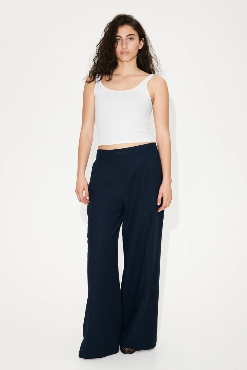 H&M Wide linen-blend trousers