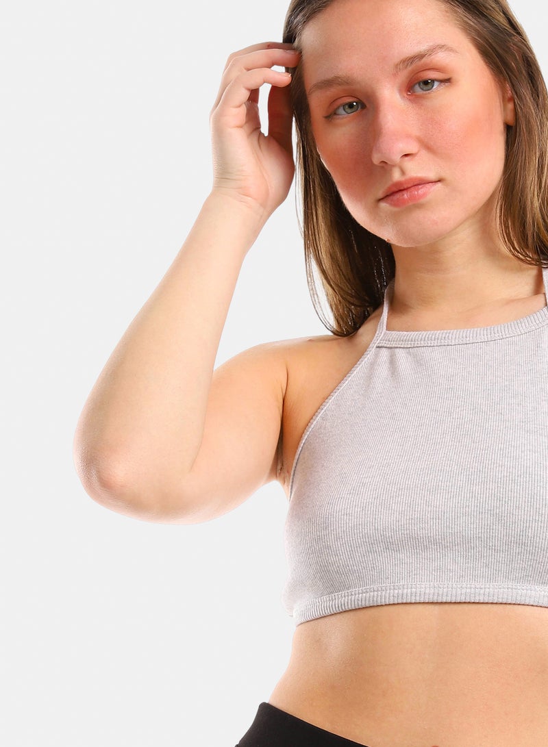 belle Ribbed Halter Crop Top - Image 4