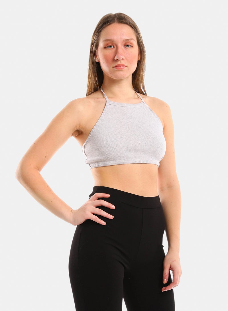 belle Ribbed Halter Crop Top - Image 2