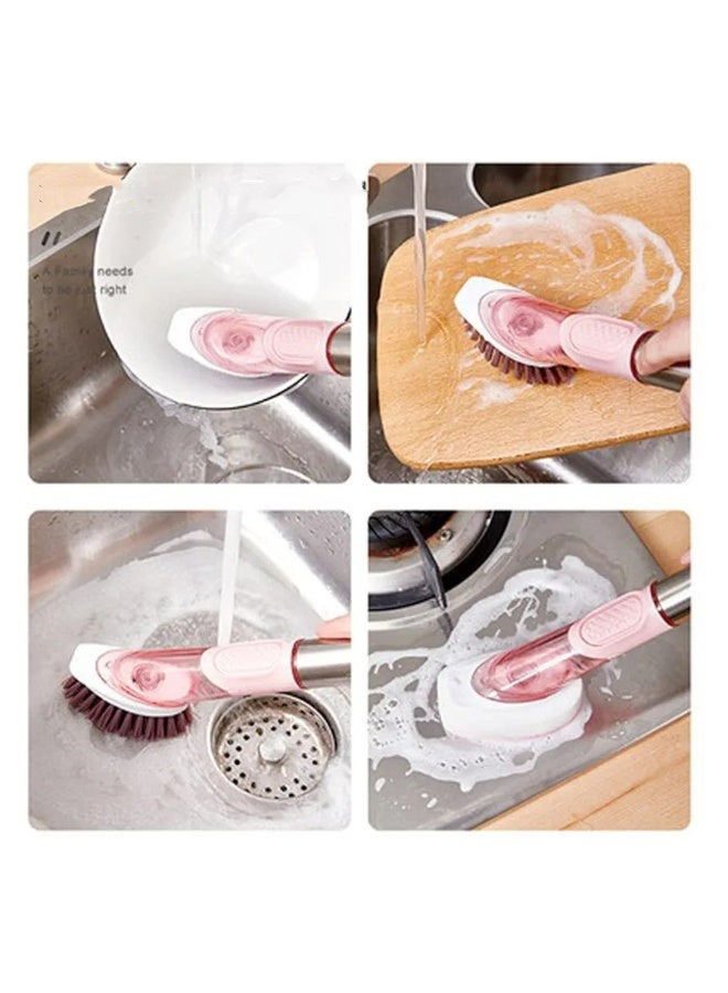 فرشة تنظيف متعددة الاستخدامات مع خزان صابون + 3 رؤوس تبديل – لتنظيف الأواني والأسطح بسهولة - Image 1