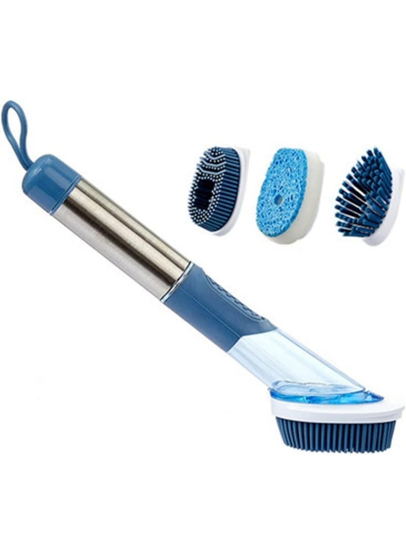 فرشة تنظيف متعددة الاستخدامات مع خزان صابون + 3 رؤوس تبديل – لتنظيف الأواني والأسطح بسهولة - Image 3