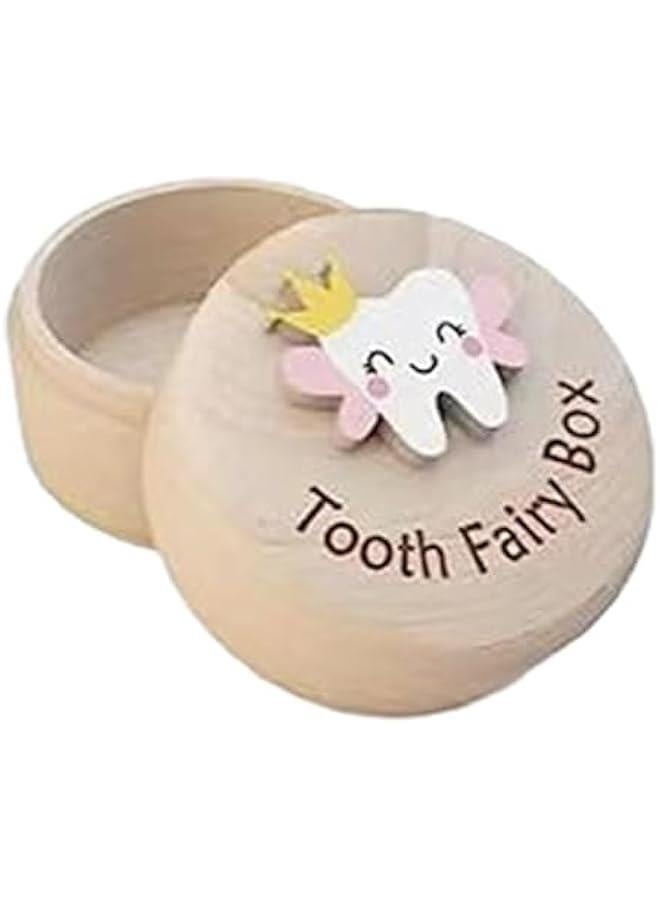 Wooden Tooth Fairy Box - Wooden Kids Keepsake Organizer | Cute Carved Wooden Box For Baby Teeth | Fairy Gifts, Tooth Saver For Baby Shower Birthday Gift, Teeth Container For Boy Or Girl - Image 1