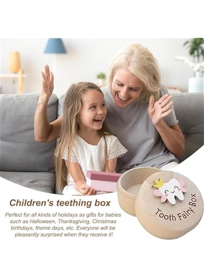 Wooden Tooth Fairy Box - Wooden Kids Keepsake Organizer | Cute Carved Wooden Box For Baby Teeth | Fairy Gifts, Tooth Saver For Baby Shower Birthday Gift, Teeth Container For Boy Or Girl - Image 3