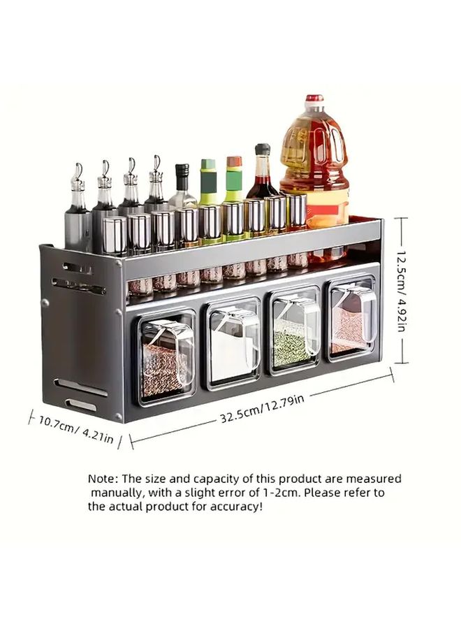 Dark Grey Hard Anodized Aluminum Wall Mount Spice Rack Organizer Non Perforated - Image 3