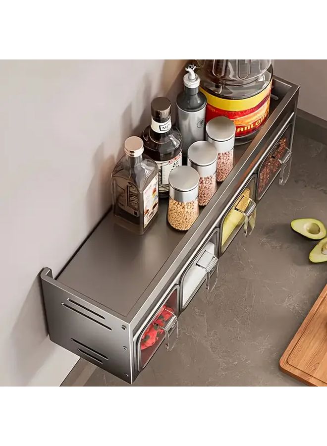 Dark Grey Hard Anodized Aluminum Wall Mount Spice Rack Organizer Non Perforated - Image 2