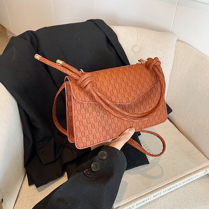 High-Value Sense Of Foreign Style Check Handbag Women'S 2024 Autumn New Korean Fashion Woven Cross-Body Small Square Bag - Image 4
