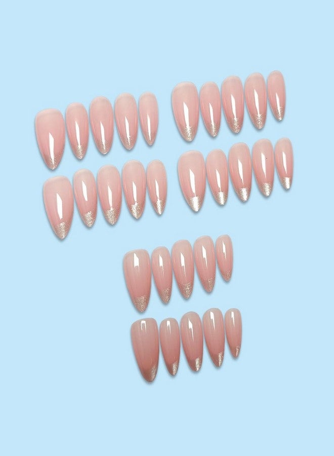 NSSHEL 30 قطعة أظافر صناعية على شكل لؤلؤة للقطط مع تصميمات لامعة فضية تغطي كامل الأظافر أظافر أكريليك مزخرفة أظافر مزيفة لامعة أظافر ملصقة للنساء فن الأظافر - Image 3