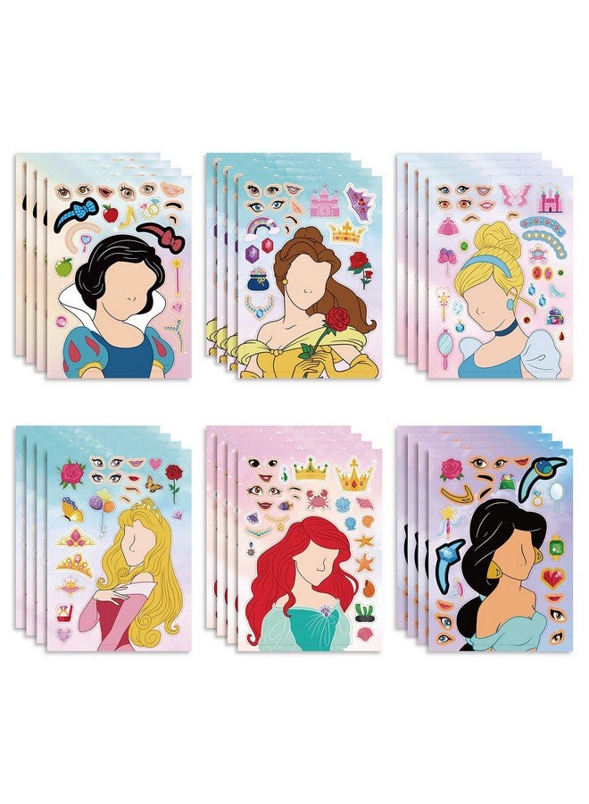Ahyuan 36 Pcs Makeaface Sticker Sheets Large Make Your Own Mix And Match Sticker Sheets Sticker Play Set Reusable Stickers Fantasy Kids Arts And Crafts Activity Party Favor Supplies Craft (Princess) - Image 1