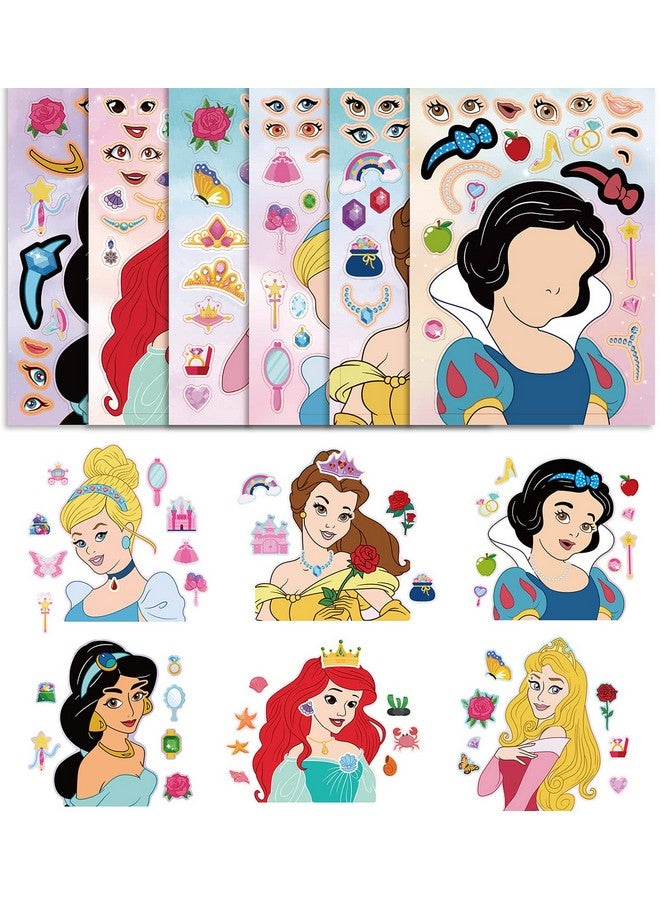 Ahyuan 36 Pcs Makeaface Sticker Sheets Large Make Your Own Mix And Match Sticker Sheets Sticker Play Set Reusable Stickers Fantasy Kids Arts And Crafts Activity Party Favor Supplies Craft (Princess) - Image 3