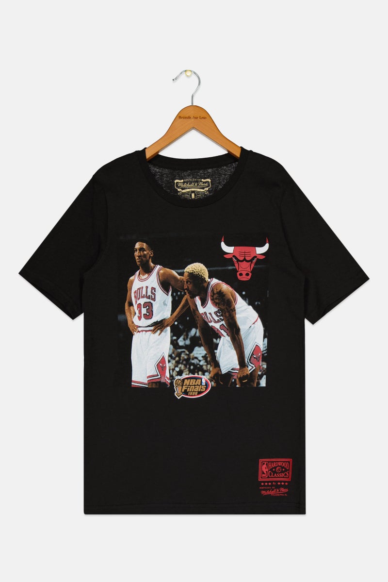 Mitchell & Ness Kids Boy Sportswear Fit Short Sleeves Basketball T-shirt, Black - Image 1