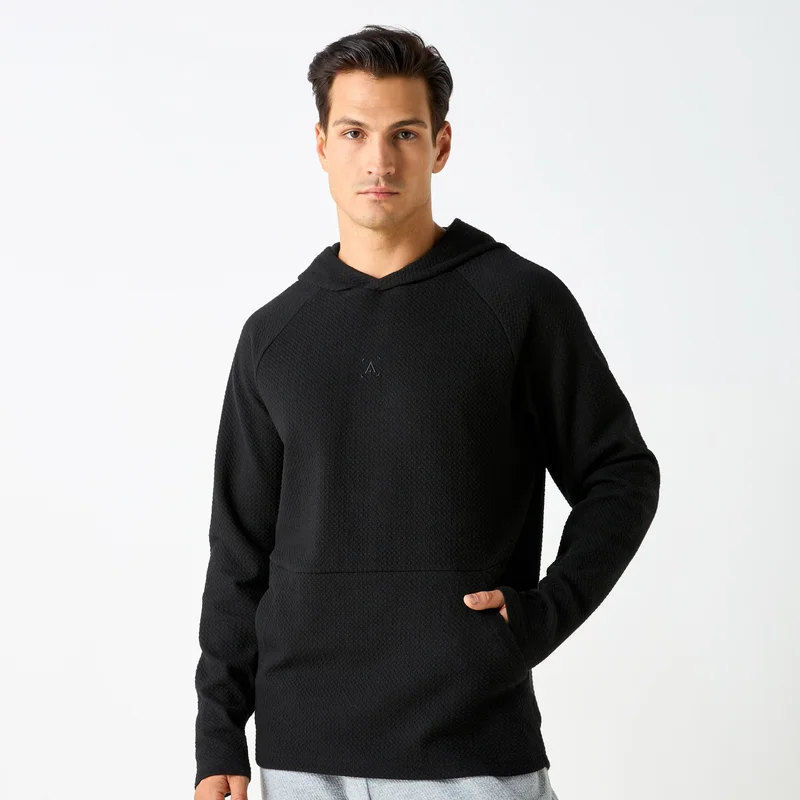 ADOT by Splash Textured Hoodie with Kangaroo Pocket