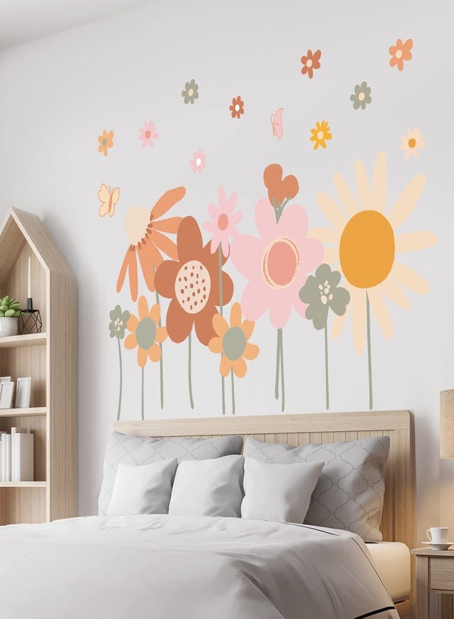 Supzone Colorful Flower Wall Stickers - Boho Retro Vintage Floral Art Decals for Bedroom, Living Room, TV, Office - Large Home Decoration - Image 3