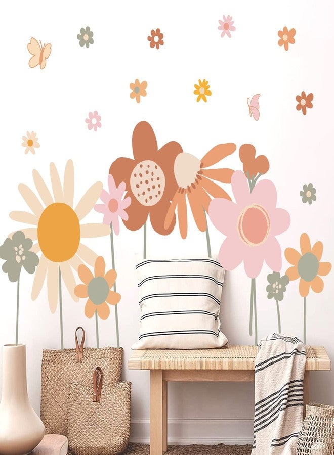 Supzone Colorful Flower Wall Stickers - Boho Retro Vintage Floral Art Decals for Bedroom, Living Room, TV, Office - Large Home Decoration - Image 4