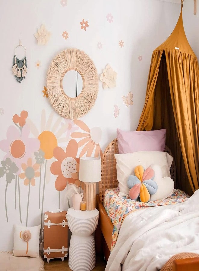 Supzone Colorful Flower Wall Stickers - Boho Retro Vintage Floral Art Decals for Bedroom, Living Room, TV, Office - Large Home Decoration - Image 2