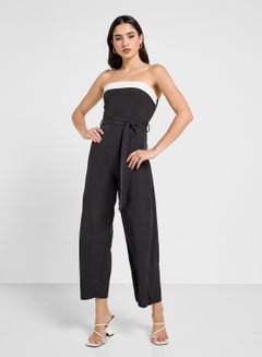 Ginger Bandeau Contrast Detail Wide Leg Jumpsuit  - Image 1