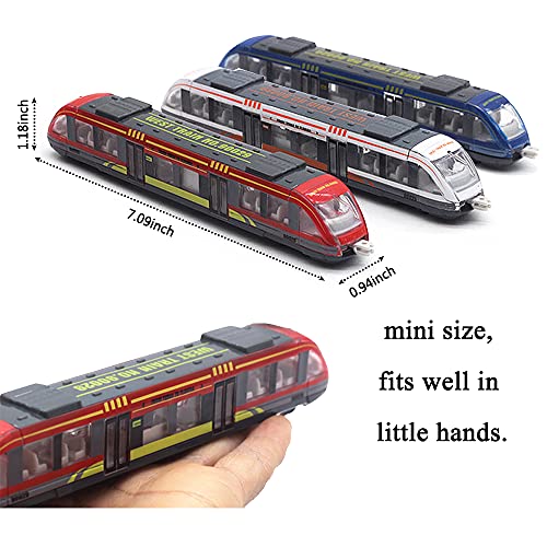 OTONOPI Toy Train Set High Speed Locomotive Engine Die Cast Model Car Sliding Linked Subway Bullet Train Set for Kids Pack of 3 - Image 3