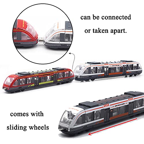OTONOPI Toy Train Set High Speed Locomotive Engine Die Cast Model Car Sliding Linked Subway Bullet Train Set for Kids Pack of 3 - Image 2