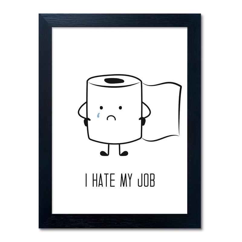 AIANHUA Black and White Bathroom Decor Wall Art, Funny Bathroom Wall Art, Black Framed Toilet Paper Art, Toiletpaper Roll Bathtoom Sign, Humorous Toilet Canvas Print Artwork, Minimalist Toilet WC Artwork - Image 1