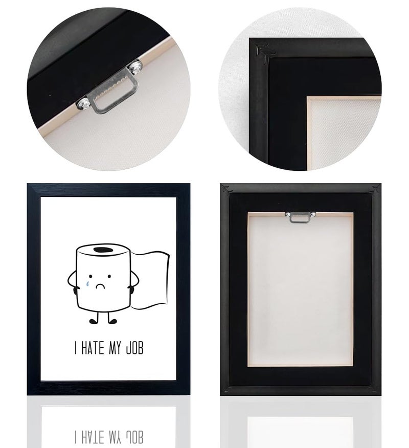 AIANHUA Black and White Bathroom Decor Wall Art, Funny Bathroom Wall Art, Black Framed Toilet Paper Art, Toiletpaper Roll Bathtoom Sign, Humorous Toilet Canvas Print Artwork, Minimalist Toilet WC Artwork - Image 4