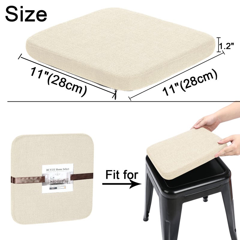 BUYUE BUYUE Friendly Woven Fabric Magnetic Bar Stool Cushion 1 Piece  Enhanced Anti-Slip Breathable Small Chair Seat Pad for Caf? Bistro Stackable Metal Stool (Square  Beige  1) - Image 4