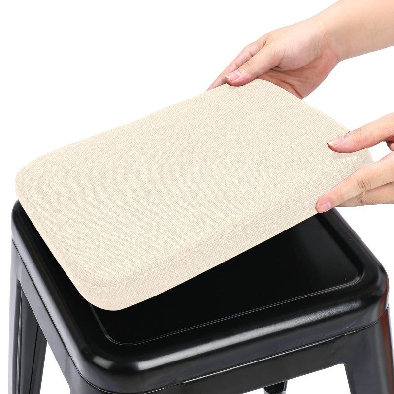 BUYUE BUYUE Friendly Woven Fabric Magnetic Bar Stool Cushion 1 Piece  Enhanced Anti-Slip Breathable Small Chair Seat Pad for Caf? Bistro Stackable Metal Stool (Square  Beige  1) - Image 1