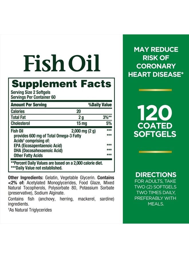 NATURE'S BOUNTY Fish Oil, 1000mg, 300mg of Omega-3, 120 Odorless Softgels (Packaging May Vary)  - Image 2