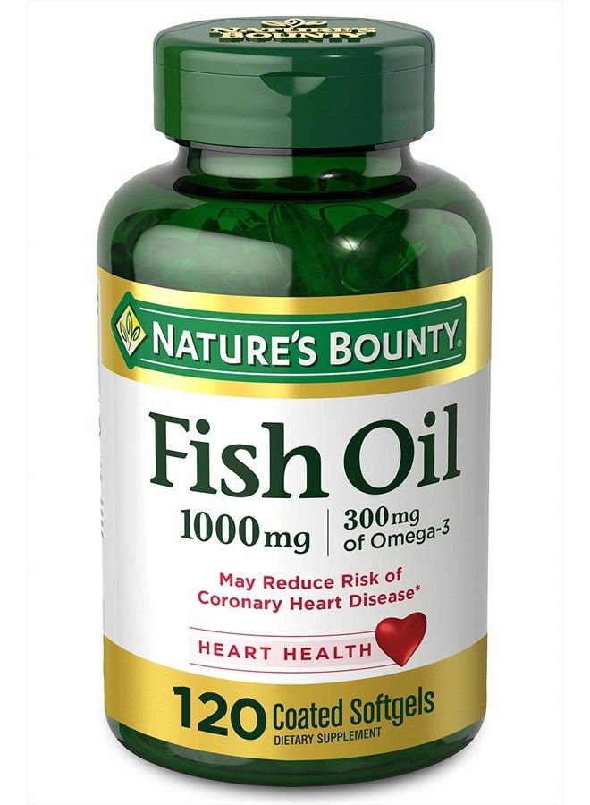 NATURE'S BOUNTY Fish Oil, 1000mg, 300mg of Omega-3, 120 Odorless Softgels (Packaging May Vary)  - Image 1