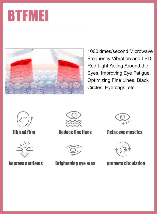 BTFMEI Red Light Therapy Massager Glasses, Microcurrent Eye Face LED Red Light Beauty Device, Under Eye Massager, Eyes Bag Remover for Reduce Dark Circles Puffiness Wrinkles Relax Eye Strain - Image 3