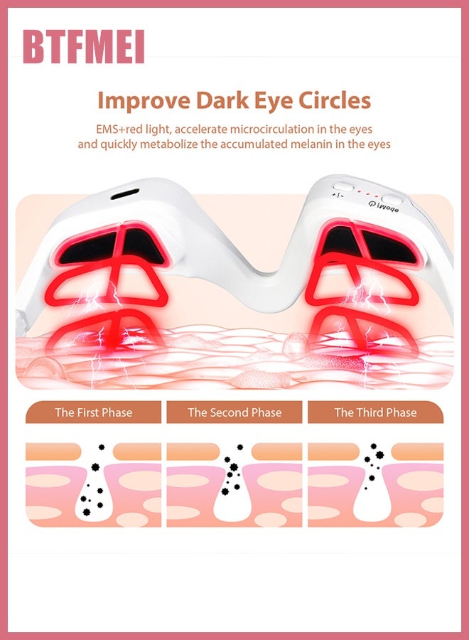 BTFMEI Red Light Therapy Massager Glasses, Microcurrent Eye Face LED Red Light Beauty Device, Under Eye Massager, Eyes Bag Remover for Reduce Dark Circles Puffiness Wrinkles Relax Eye Strain - Image 2