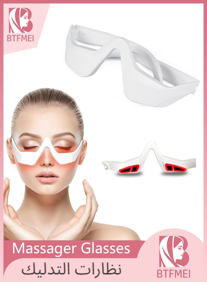 BTFMEI Red Light Therapy Massager Glasses, Microcurrent Eye Face LED Red Light Beauty Device, Under Eye Massager, Eyes Bag Remover for Reduce Dark Circles Puffiness Wrinkles Relax Eye Strain - Image 1