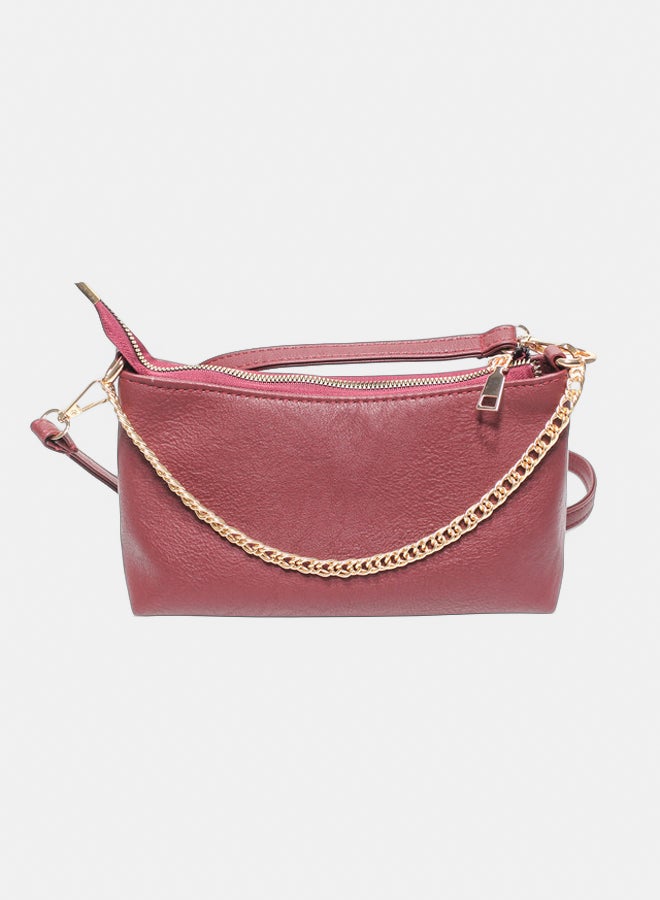 Glitter Bag with Cross Hand - Burgundy - Image 1