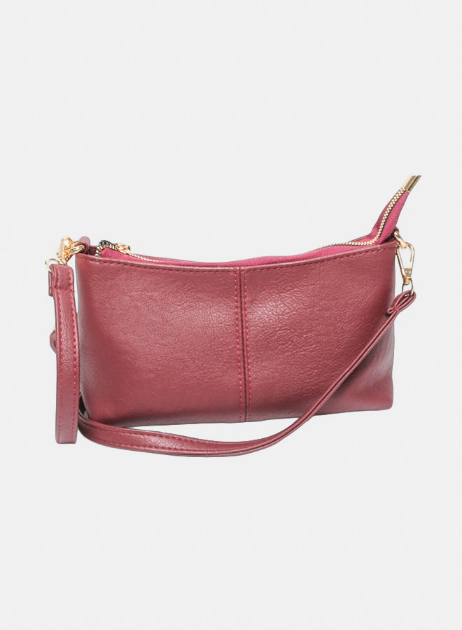 Glitter Bag with Cross Hand - Burgundy - Image 3