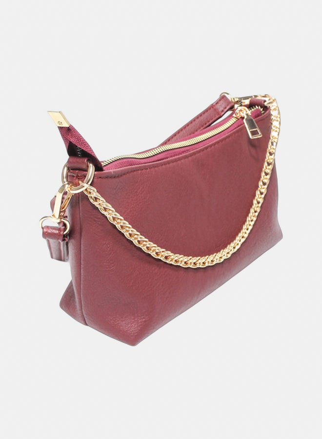 Glitter Bag with Cross Hand - Burgundy - Image 2