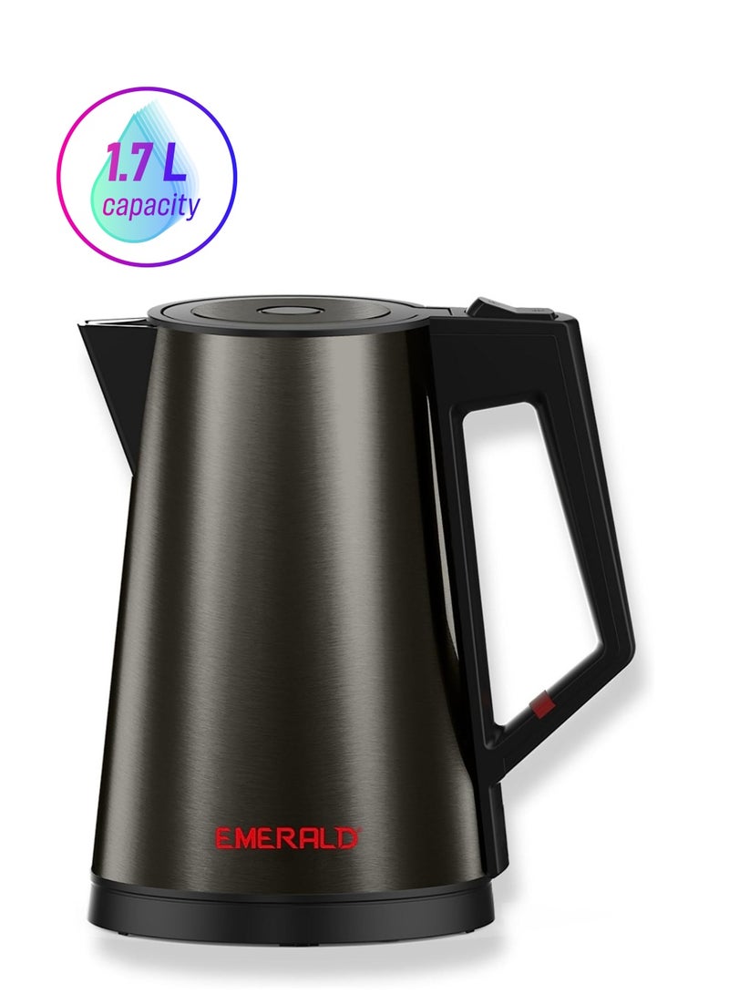 EMERALD Cordless Electric Kettle, 2200W Power, 1.7L, with Auto Shut, 360-Degree Cord Design, Perfect for Warm Beverages EK780KG (Black) - Image 1