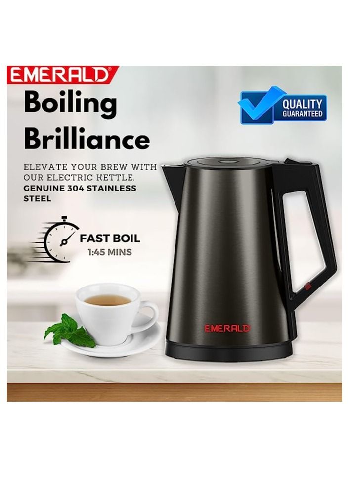 EMERALD Cordless Electric Kettle, 2200W Power, 1.7L, with Auto Shut, 360-Degree Cord Design, Perfect for Warm Beverages EK780KG (Black) - Image 2