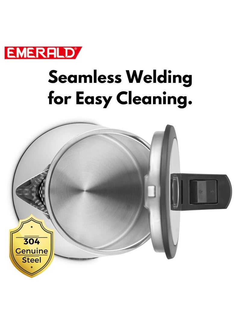EMERALD Cordless Electric Kettle, 2200W Power, 1.7L, with Auto Shut, 360-Degree Cord Design, Perfect for Warm Beverages EK780KG (Black) - Image 4