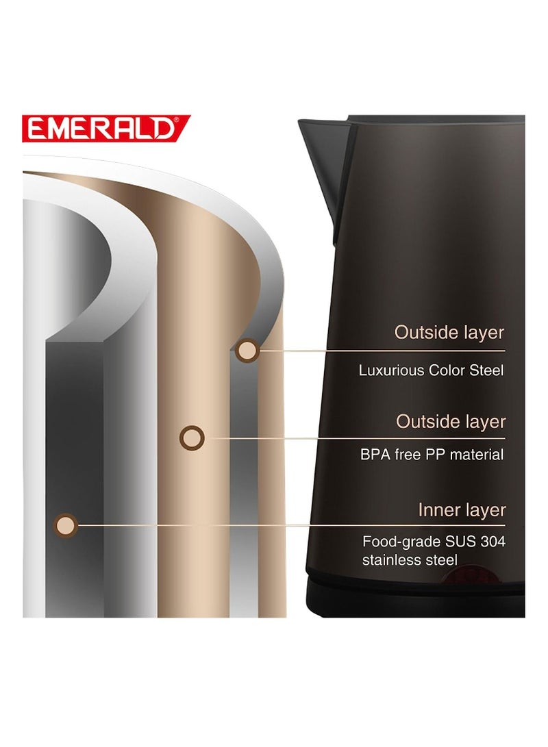 EMERALD Cordless Electric Kettle, 2200W Power, 1.7L, with Auto Shut, 360-Degree Cord Design, Perfect for Warm Beverages EK780KG (Black) - Image 5