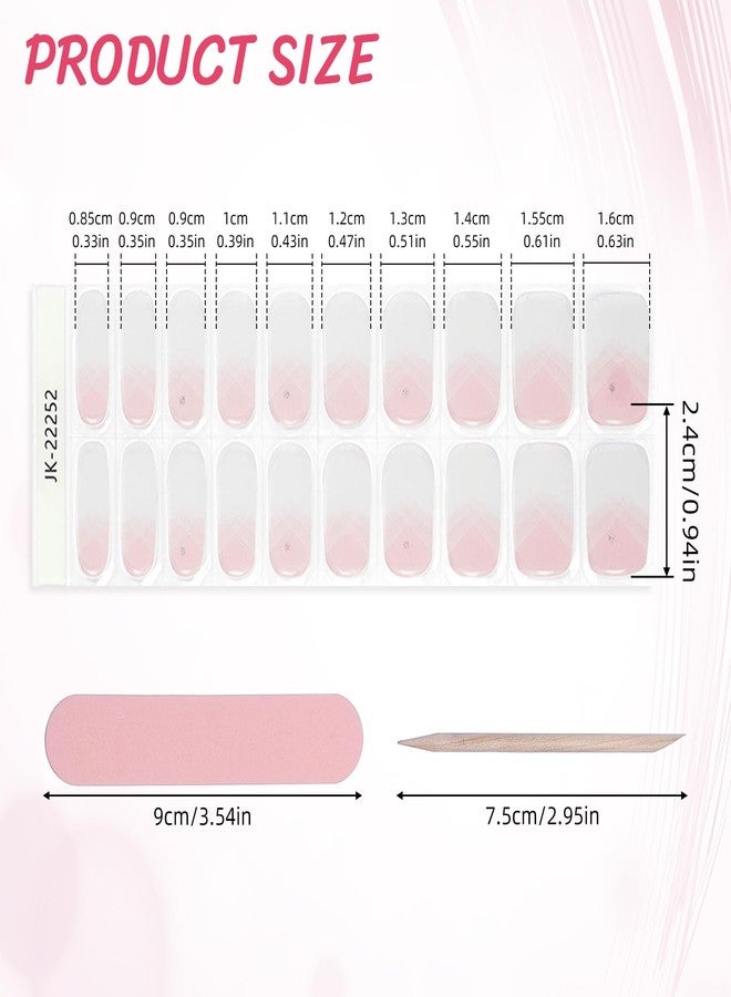 NICENEEDED Cured Gel Nail Strips UV Light Gel Nail Stickers Salon Quality Long Lasting Charms Crafts for Home Nails DIY (White Pink) - Image 3