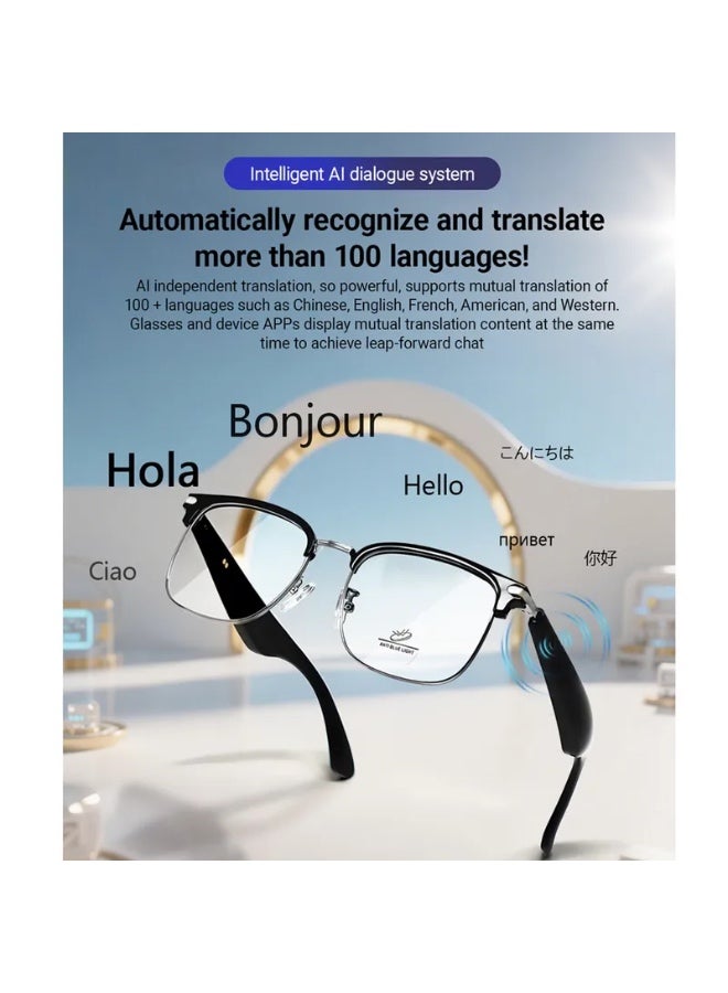 النظارات الذكية ترجمة اللغة الإجابة مكالمة المساعد الصوتي استمع الأغاني مكافحة الضوء الأزرق 100 + ترجمة اللغة النظارات الذكية - Image 3